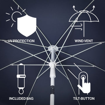 Mariner 6.5 ft. Classic Cottage Fringe Tassel Market Beach Umbrella